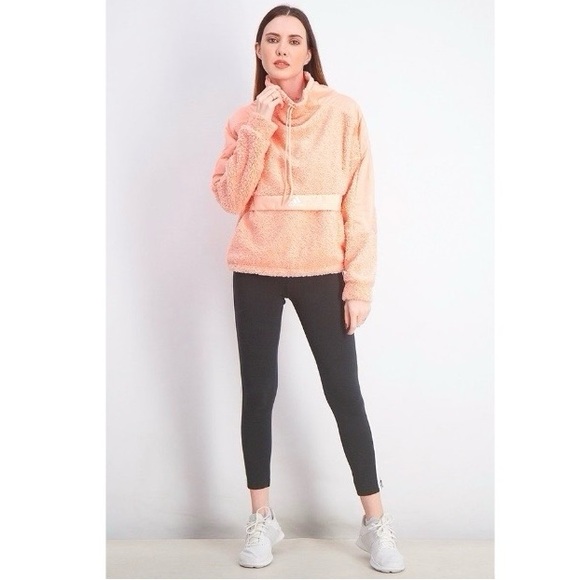 ADIDAS 🌸 Pink Sherpa High Neck Pullover - Picture 9 of 16